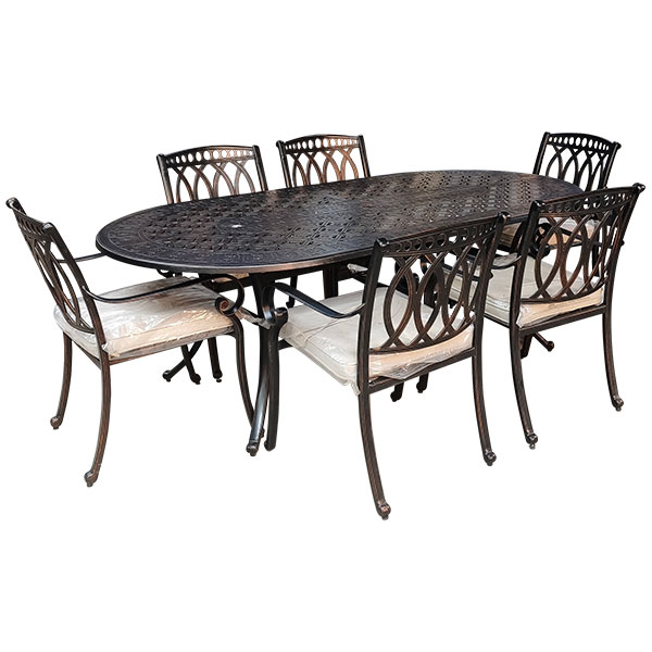 JUEGO DE COMEDOR PARA EXTERIOR 7 PIEZAS BRONCE BB-1 / YB15009
