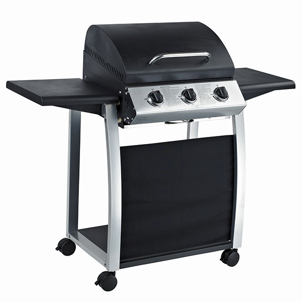 PARRILLA GAS 3 QUEMADORES COM REPISA NEGRA 7330Q