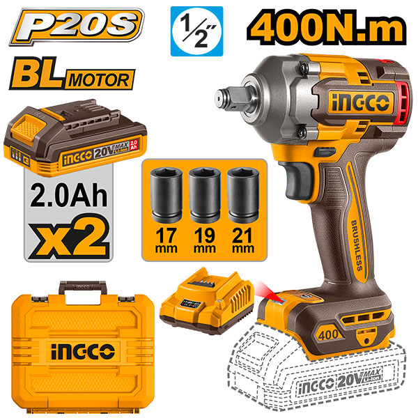 LLAVE IMPACT 1/2´´ 400NM + 2 BATERÍAS UCIWLI2040