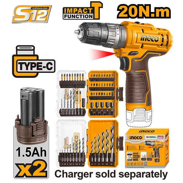 TALADRO PERCUTOR 3/8 12V 20NM TIPO C UCOSLI241197